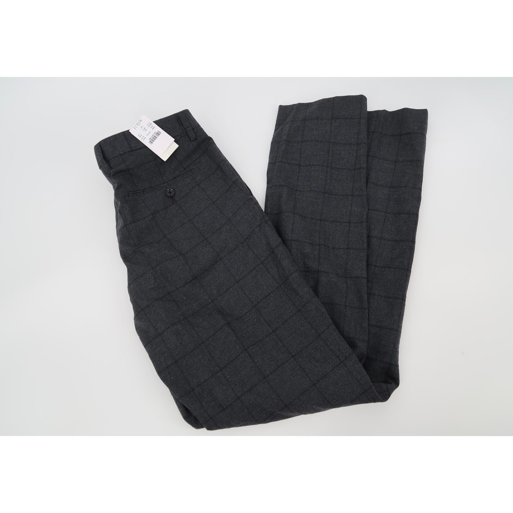 J.Crew Mens Slim Fit Thompson Flex Wool Pants Stretch Gray Windowpane 29x32 NEW